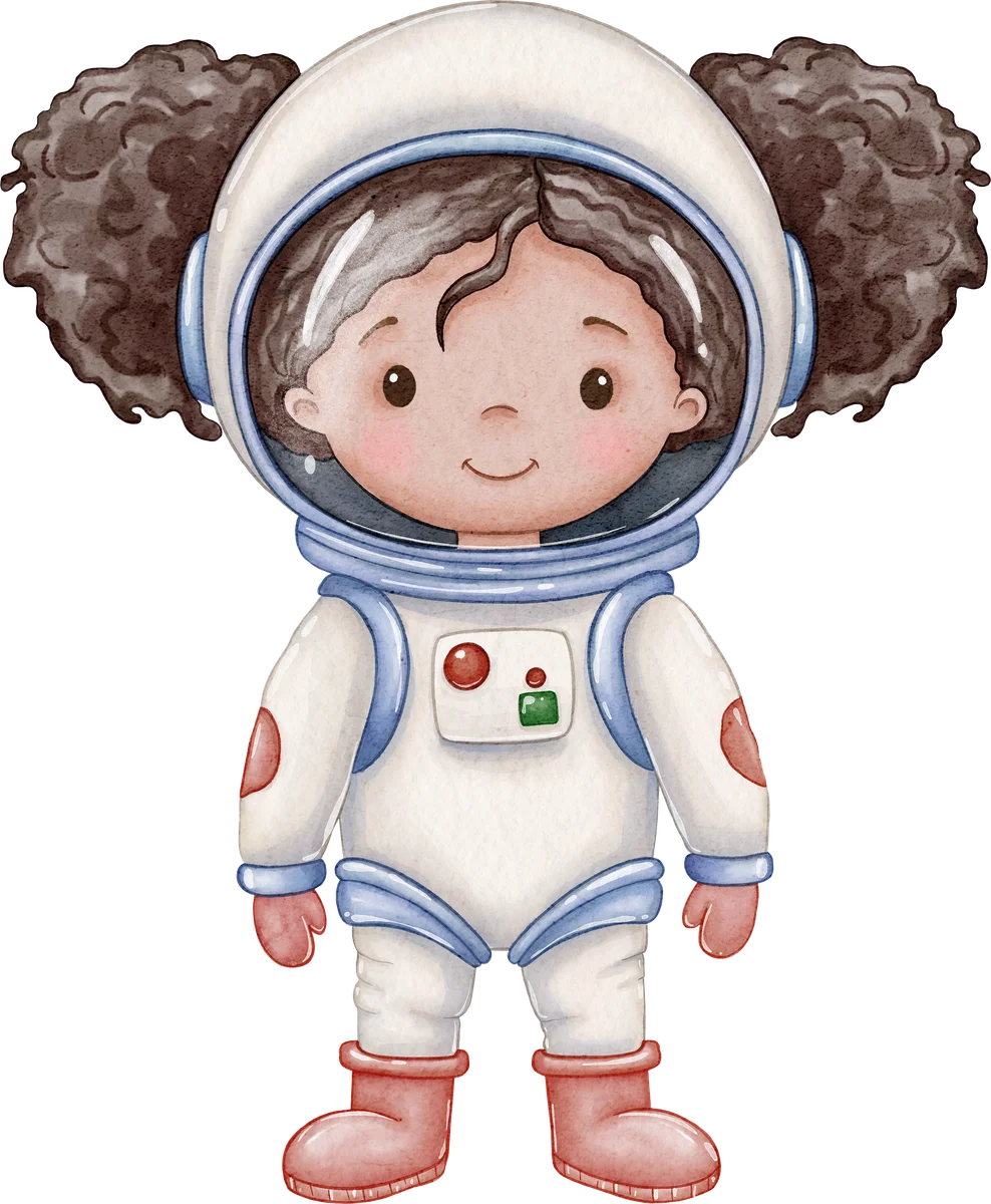 Ilustração de menina astronauta sorridente
